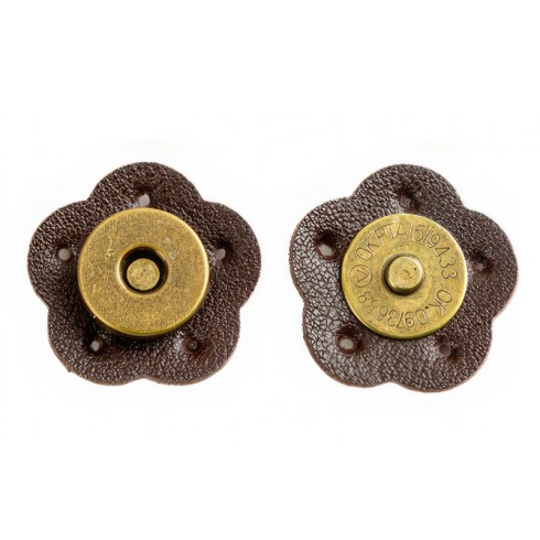 MAGNETIC BROOCH LEATHERETTE 5042 14MM BROWN PACK 6