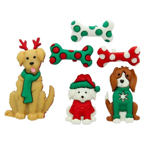 BOTONES DRESS IT UP 11386 FELIZ NAVIDOG 3 BLISTER