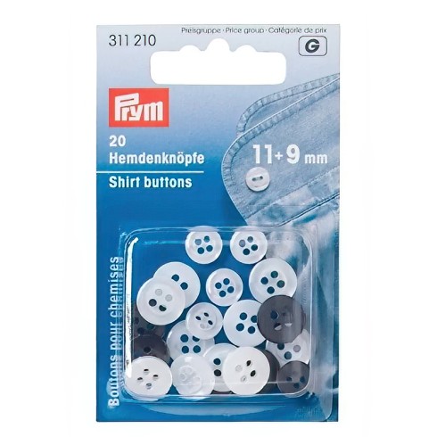 SHIRT BUTTONS"PRYM"PLAST 11+9mm 30pcs 311210