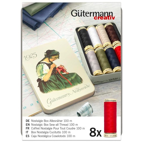 CAJA GUTERMANN 640950 NOSTALGIC BOX 8 BOBINAS 100M