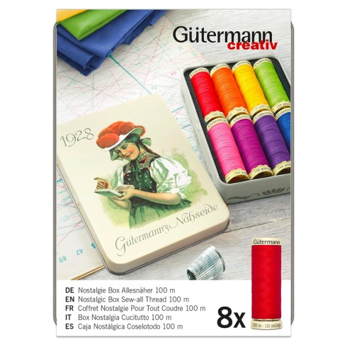 CAJA GUTERMANN 640952 NOSTALGIC BOX 8 BOBINAS 100M