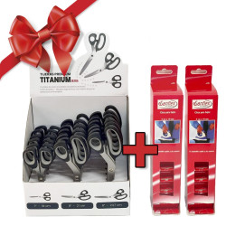Expositor tijeras titanio 894 + regalo cinta para bajos