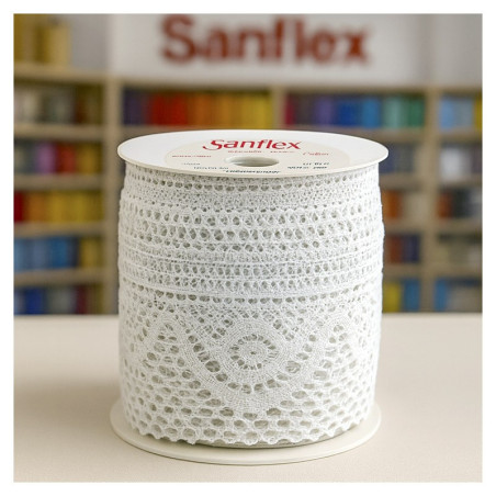 Puntilla bolillo 9408 blanco pieza 25 metros