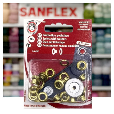 Ojetes + arandelas kohinoor 10mm pack 20 piezas