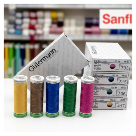 Hilo Gutermann rPET reciclado caja 5 bobinas 100 metros