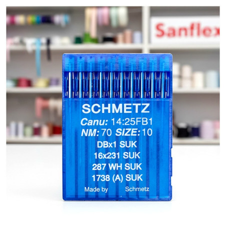 Aguja maquina schmetz 287db suk punta bola pack 10
