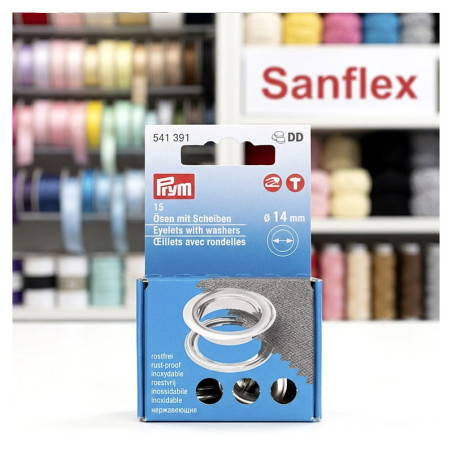 Ojetes con arandelas 14mm plata 541391 15pcs