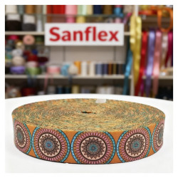 Cinta poliester mc2149 mandala mostaza 30mm 15 mts