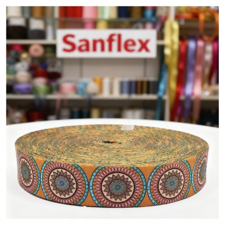Cinta en estampado de mandala Aurora color Mostaza