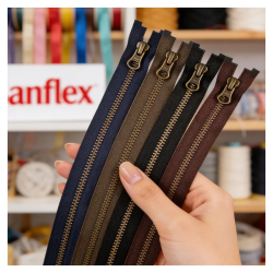 80CM AGED METAL DOUBLE CURSOR YKK ZIPPER