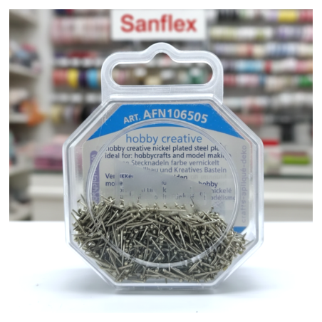 Alfileres hobby creative hierro niquelado 10 x 0,65 mm afn106505 caja 5 x 1.000 uds.