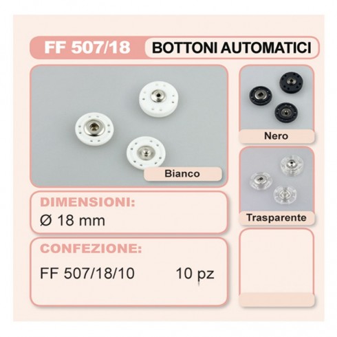 Automatic Plastic Button 18 mm Pack 10 Pairs