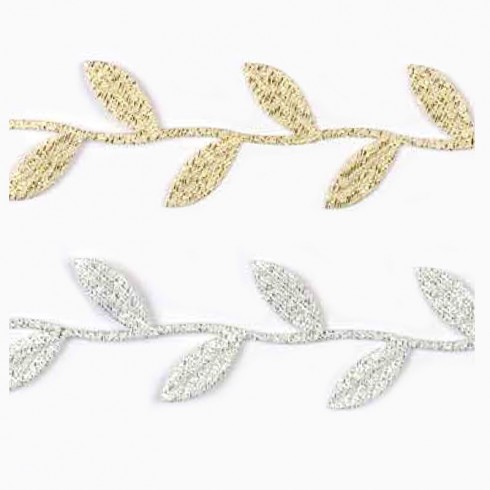 Fantasy Ribbon Leaves Gold-Silver 9 Meters