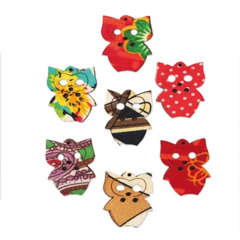 Owl Wooden Buttons Pack 50