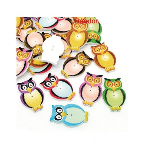 Owl Shaped Wooden Buttons 25572 50 Units