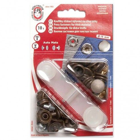 Kohinoor Pressure Button Old Gold 15mm Pack 10