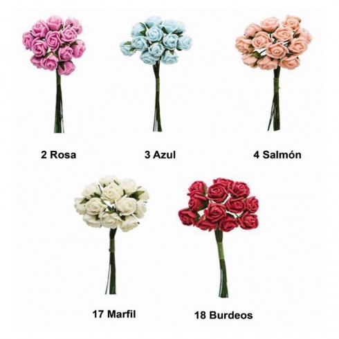 Flor Rosas Pomos Ramito Pack 12
